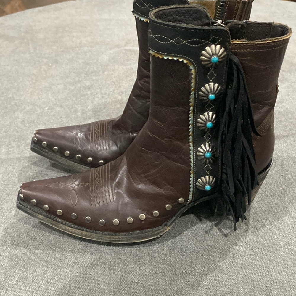 RARE Cowboy Boots Double D Old Gringo fringe zip UP